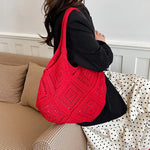 Yarn Hollow Out Large Capacity Shoulder Bags Summer New Ladies Bags Casual Soft Versatile Women's Handbags