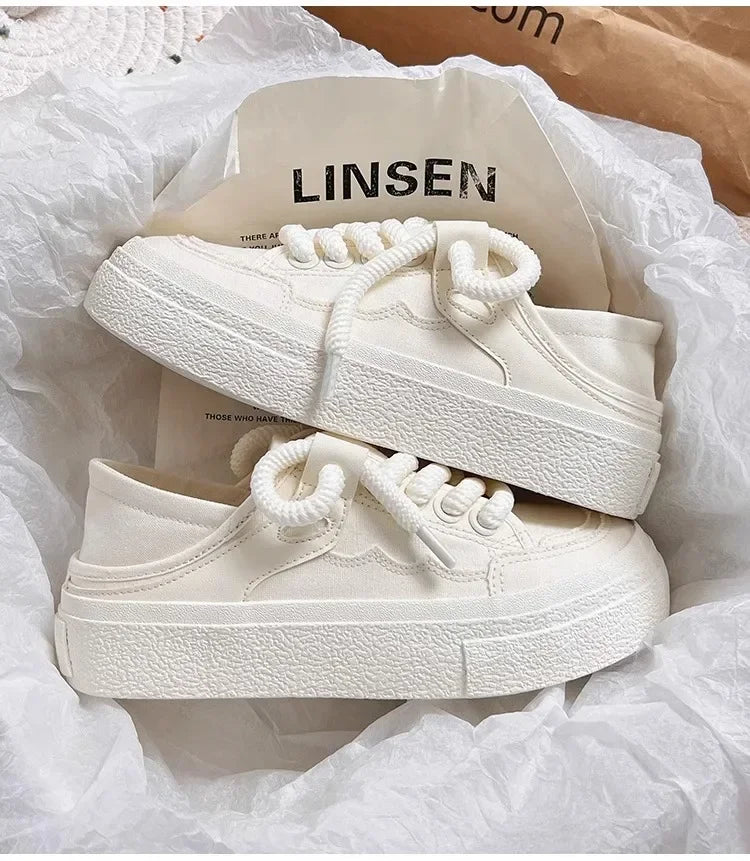 Women's Shoes WhiteNew Canvas Shoes Breathable Comfortable Platform Outdoor Casual Sports Shoes Zapatillas De Mujer