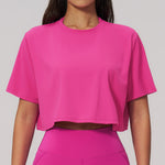 Impact Short Sleeve Yoga T Shirts Women Solid Color O Neck Loose Sports Tops Outwear Gym Running Fitness Workout Suits