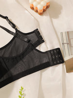 Women's sexy mesh bra with steel rims gathered push ups breathable shoulder straps adjustable close fitting underwear YS2814