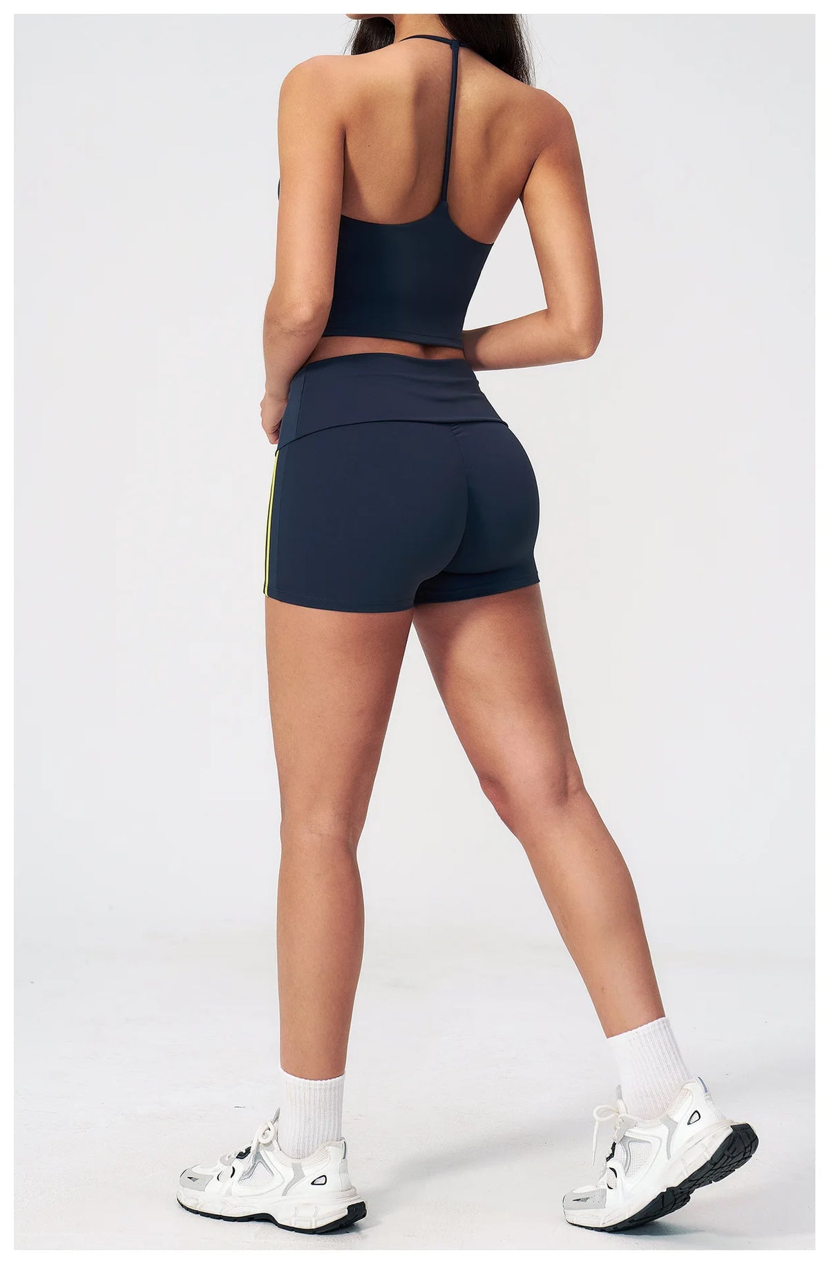 Color Blocked Yoga Suit 2 Pieces Women Slim Sports Tank Top High Waist Leggings Shorts Outfit Tight Outdoor Running Fitness Suit