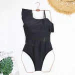 2025 Women's Ruffled One Piece Swimsuit Femme One Shoulder Backless Bathing Suit Sexy Monokini Beachwear Female Bodysuit