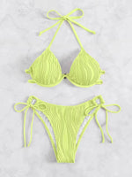 2026 Halter String Bikini Solid Push Up Swimsuit Women Sexy Swimwear Female Bathers Bathing Swimming Swim Suit Beachwear