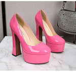 2022 New Model Catwalk Show 14CM High Heels Women's Banquet Party Round Toe Wear Single Shoes Large Size Women's Shoes 35-46