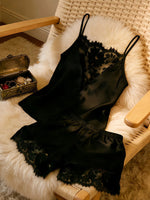 Women's Satin Camisole Shorts Set, Lace Trim Cami Top and Shorts, Silky Spring Summer Sleepwear Loungewear Pajama