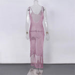 Sexy Sheer Net Mesh Knitted Glitter Tunic Beach Cover Up Cover-ups Long Beach Dress Beach Wear Beachwear Female Women Robe V651