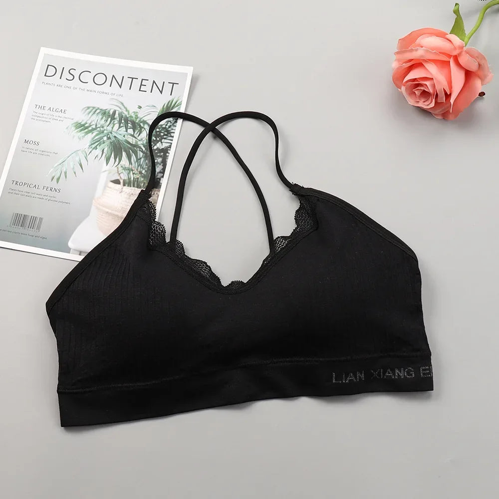 Lace Bra Top Sexy Lingerie Backless Bras for Women Comfort Bra Top Seamless Underwear Crop Top