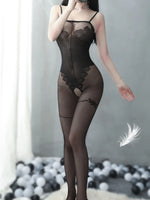 Seductive Fishnet Bodystocking for Women Hollow Out Mesh One Piece Lingeries Strappy Seduction Nightwear Clubwear Sheer Outfits