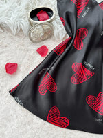 Valentine's Day Red Lip Print Satin Slip Straps Nightdress V Neck Backless Mini Sleep Dress Women's Nighties Sleepwear Dresses