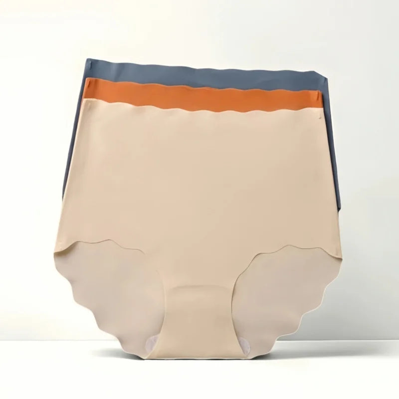 3Pcs/Set Women Panties Seamless Underwear Invisible Ice Silk Briefs Female Underpants High Waist Panties M-XXL Sexy Lingerie