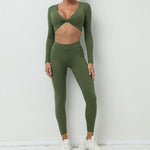 1/2Pcs Pad Long Sleeve Crop Tops Women Gym Yoga Set Sport Gym Scrunch V Back Fitness Leggings Workout Pant Active Suits