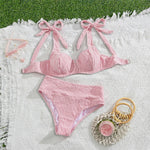 S - XL V Shaped Underwired Female Swimsuit High Waist Bikini Women Swimwear Bather Bathing Suit Swim Two-pieces Bikini set K8042