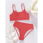 New Spiral Pit Strip U-Shaped High-Waisted Bikini Sexy Swimsuit Swimsuit Women Lightweight Fashion Classic Versatile Simple