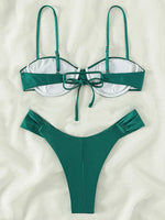 Sexy Wrinkled Underwired Brazilian Bikini Female Swimsuit Women Swimwear Two-pieces Bikini Set Triangle Bathing Suit Swim Lady
