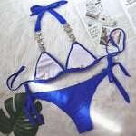 6 Colors Sexy Bikini Women Swimwear Swimsuit Push Up Shiny Crystal Diamond Chain Bikinis Set Bathing Suit Maillot De Bain Femme
