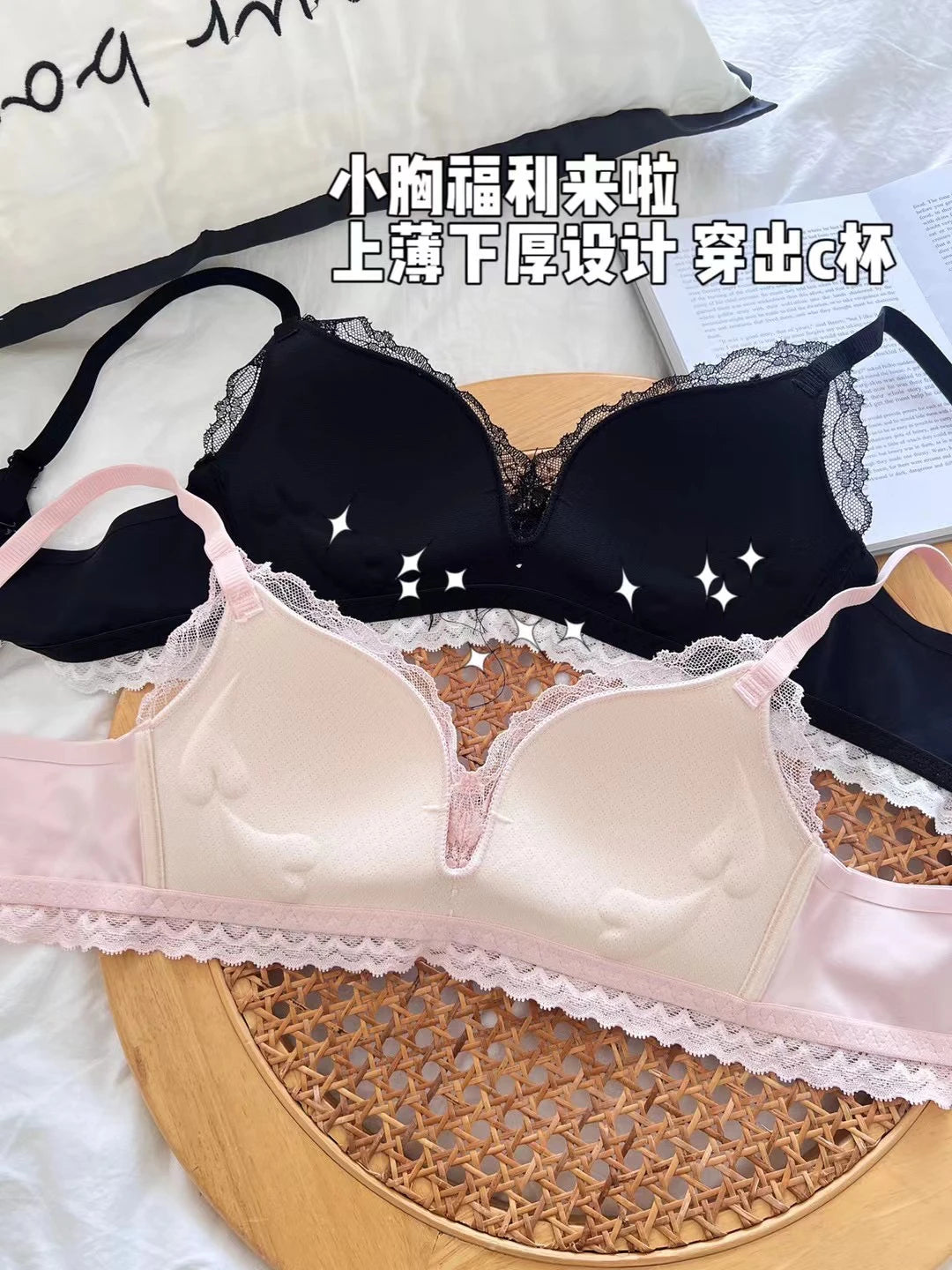 Anime Bralette Set Japanese Lace Bra Wireless Small Bust Women Sexy Triangle Cup Seamless Comfort Spring Summer MOYISU Sexy Bras