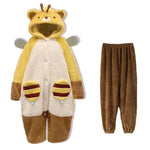 Cartoon Honeybee Pajamas Robes Slipper Kigurumi Unicron Anime Flannel Nightgown Winter Nightdress Party Cosplay Costume Slipper