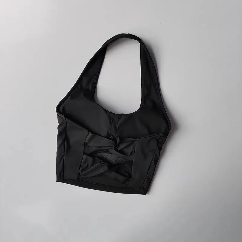 Women's yoga sports bra, neck hanging cross belt chest cushion yoga back training bra