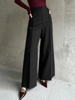 Women's Black High-Waisted Suit Pants Draped Slim-Fit Versatile Workwear for Lady Spring Autumn High-Waisted Straight-Leg Pants