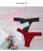 1pcs Low Waist Sexy Lace Elegant Lady Thongs Underwear Solid Breathable Sexy Lingerie Floral Female Panties Bow Women's G-string