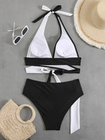 Sexy Halter Bikini 2026 Criss Cross Solid Swimsuit High Waist Swimwear Female Bathers Bathing Swimming Suit Padded Beachwear