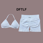 2 Piece DFTLF Impact Gym Set Women yoga Sports Bra Shorts Sets Open Back Scrunch Butt Seamless Workout Jogging Sports Trainin