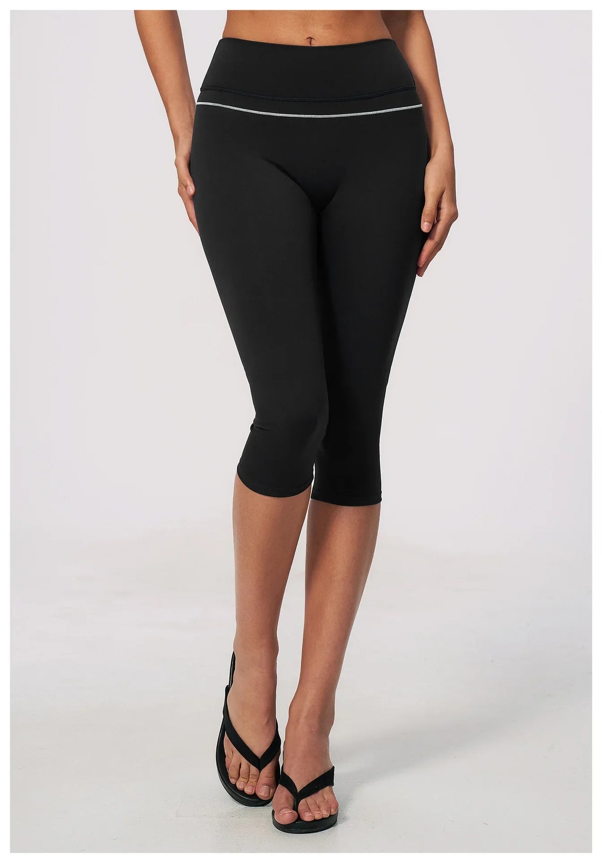 Hip Lifting Midi Length Yoga Pants Women Contrast Color Gym Sports High Waist Capri Trousers Breathable Fitness Running Leggings