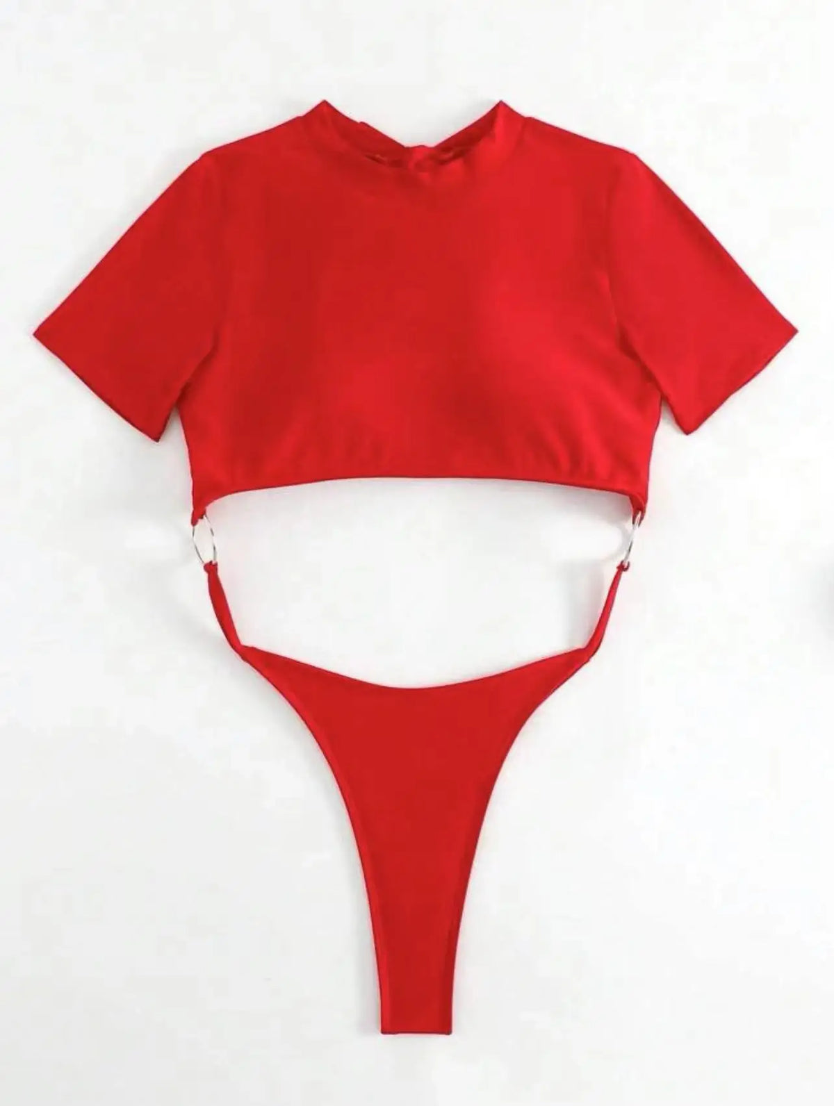 XS - L Mini Micro Thong Short Sleeve One Piece Swimsuit Women Female Swimwear Cut Cut Monokini High Cut Bathing Suit Swim Lady