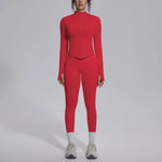 Women's Seamless Yoga Sets Sports Fitness Zipper Long-Sleeve Jacket Slim-fit Hip Lift Pants Suits Workout Training Gym Sets