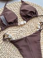 Shiny Halter High Leg Cut Beads Bikini Women Swimwear Female Swimsuit Two-pieces Bikini Set Padded Bather Bathing Suit Swim Lady