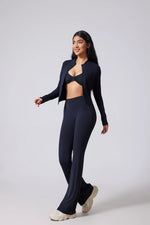 DIAS FIT JOY Women's Hip lifting flared pants high waisted yoga fitness pants sports micro flared yoga pants wide leg pants