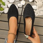 Elastic Knitting Flats Slip on Shoes for WomenSummer Breathable Soft Loafers Woman Lightweight Casual Shoes Mom Moccasins