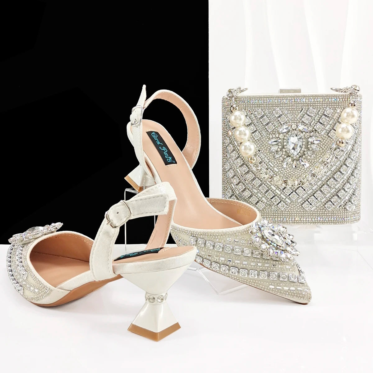 Doershow new come Matching Women Shoe and Bag Set Decorated gold Nigerian Shoes and Bag Set Italy Shoes and Bag set !HFG1-1