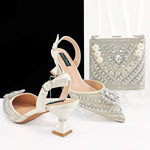 Doershow new come Matching Women Shoe and Bag Set Decorated gold Nigerian Shoes and Bag Set Italy Shoes and Bag set !HFG1-1