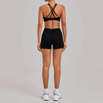 Women's Nude Yoga Sets Sports Cross Beauty Back Bra Hip-lifting Slim Fit Shorts Suits Running Fitness Workout Gym Sets