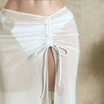 Sexy Black Mesh Long Skirt 3 Piece Bikini Set Women White Metal Ring Linked Push Up Bra Swimsuit Holiday Bathing Suits Swimwear