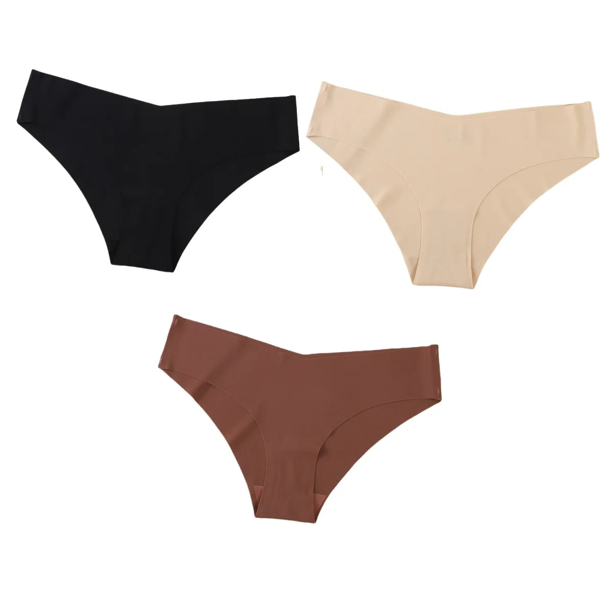 3Pcs/Set Women Seamless Low Rise Bikini Panties Ice Silk Fabric Briefs No Show Underpants Invisible Panties Sexy Lingerie XS-XL