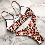 New S - XL Sexy Hot Pink Leopard Bikini Women Swimwear Female Swimsuit Two-piece Bikini set Bather Bathing Suit Swim Lady V871P