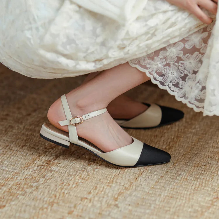 New 2025 Summer Women's Sandals Elegant Medium Heel Toe Mules Comfortable Office Women's Shoes Buckle Heels Dress Shoes