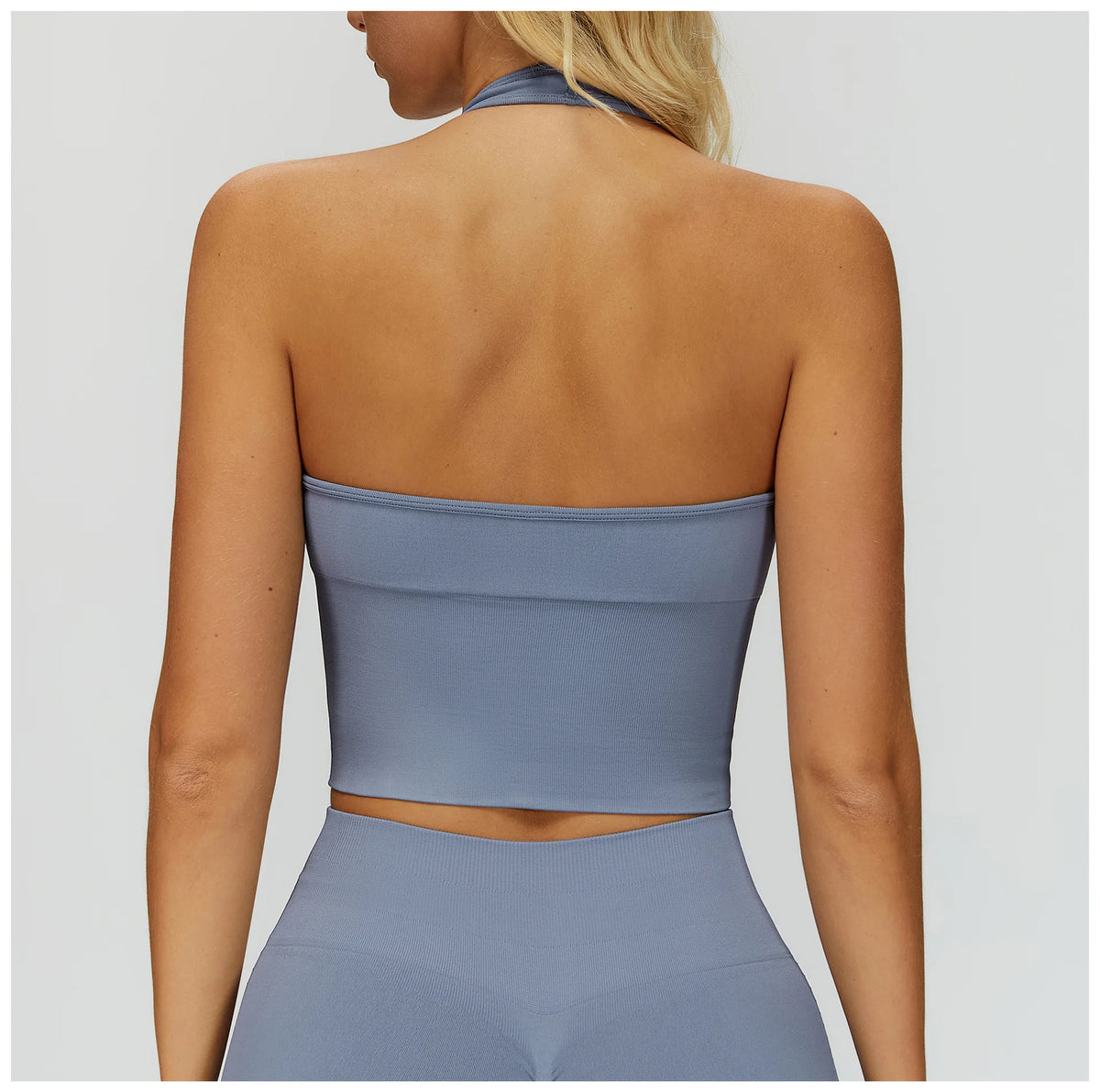 Seamless High Stretch Sports Bra Women Halter Yoga Bra Padded Backless Sports Bras Gym Crop Top Push Up Workout Yoga Tops Woman