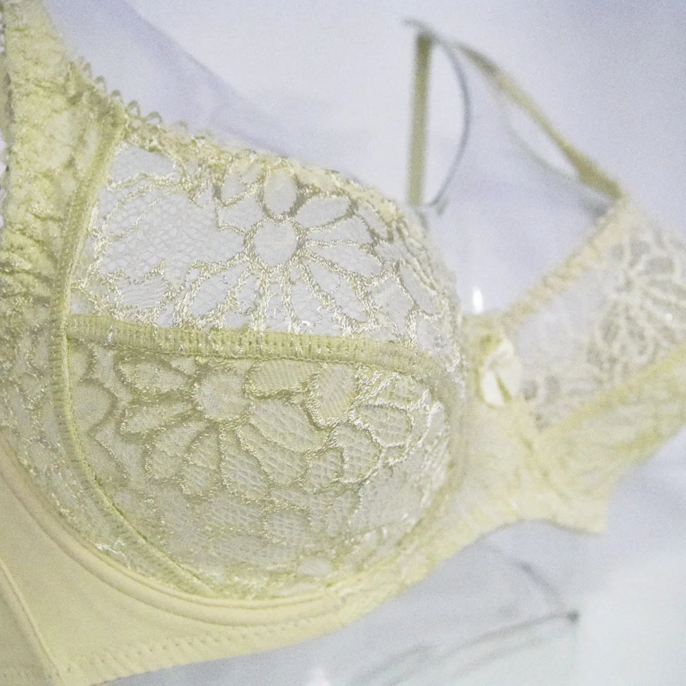 Lager Bosom Lace Perspective Bra For Womens Sexy Lingerie Underwire Embroidery FloralBralette Plus Size Brassiere Top