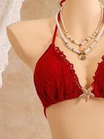 Sexy White Lace Bikini Set 2026 Women Beach Starfish Push Up Bra Swimsuit Holiday Bathing Suit Pleate Cover Up 3 Piece Swimwear