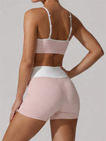Summer Pink Wave Point Yoga Sets for Women Slim Sports Tank Top Gym Outfits Outerwear High Waist Shorts Training Fitness Suits