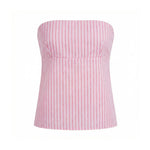 Women's Summer Strapless Vest Stylish Striped Sleeveless Open Back Tube Tops for Party Date Night Wear