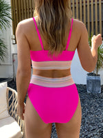 2026 Contrast Trim High Waist Bikini Sexy Swimsuit Women Solid Strape Swimwear Female Padded Bathing Suit Swimming Beachwear