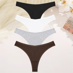 4PCS Women Seamless Thong Cotton Thin Strap Low Waist High Flexibility Panties Sexy Underwear Ladies Briefs T-back Soft Women