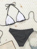 Sexy Black Polka Dot Print Bikini Set Women Halter Push Up Bra High Waist Swimsuit Bathing Suit Vacation Two Piece Swimwear 2026