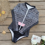2026 Surfing Sport Swimsuit Long Sleeves Women One Piece SwimsuitSwimwear Solid Monokini Bathing Suit Tropical Bodysuit Female