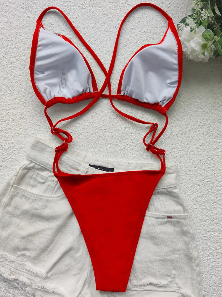 Extreme Mini One Piece Swimsuit Women G String Shiny Swimwear Female Micro Thong Monokini Bather Backless Bathing Suit Swim wear