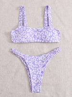 Sexy Micro Bikini Women Orange Leopard Print Push Up Padded Thong Swimsuit Female Cut Out Bathing Suit Swimwear Biquini